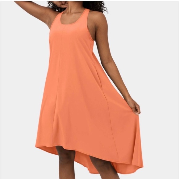 Halara Everyday Activity Dress Orange Breezefull Racerback Built-in Bra Pockets - Picture 9 of 10